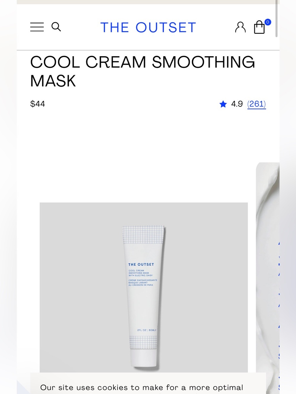 NIB Cool Cream Smoothing Mask by The Outset